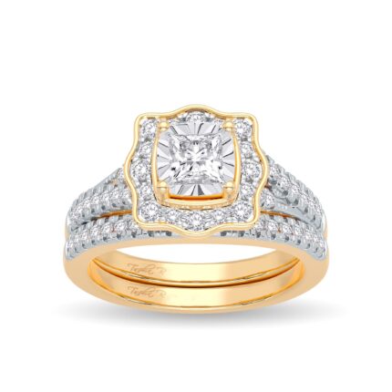 0.62ct Natural Diamond Bridal Set in 14K Yellow Gold