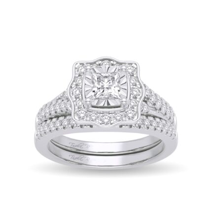 0.62ct Natural Diamond Bridal Set in 14K White Gold