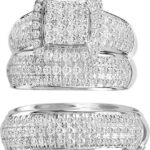 2ct SI Natural Diamond Trio Wedding Set in 14K White Gold