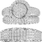 2ct SI Natural Diamond Trio Wedding Set in 14K White Gold