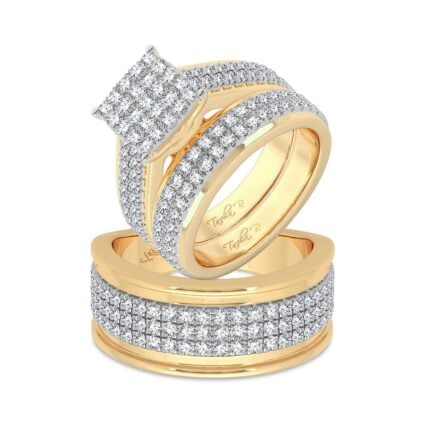2ct Natural Diamond Trio Wedding Set in 14K Yellow Gold