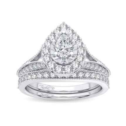 0.96ct Fancy Cut Diamond Bridal Set in 14K White Gold