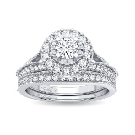 1ct Natural Diamond Bridal Set in 14K White Gold