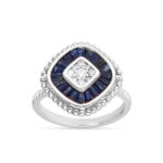 Sapphire & 0.13ct Diamond Ring in 14K White Gold