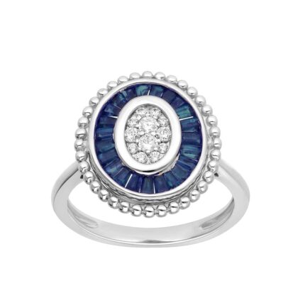 Sapphire & 0.15ct Diamond Ring in 14K White Gold