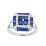 Sapphire & 0.34ct Diamond Ring in 14K White Gold