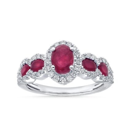 Ruby & 0.45ct Diamond Ring in 14K White Gold