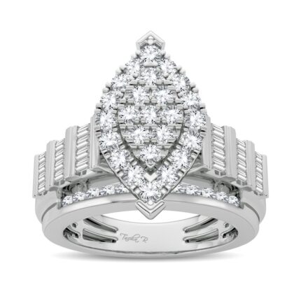 1ct Natural Diamond Fashion Ring in 10K White Gold