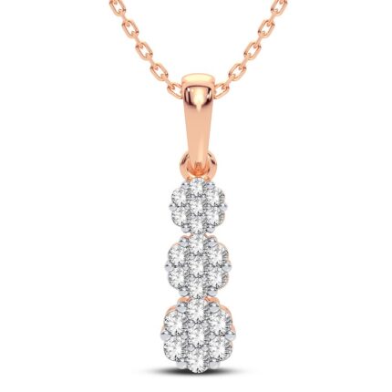 0.50ct Natural Diamond Flower Pendant in 14K Rose Gold
