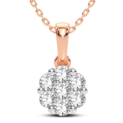 0.50ct Natural Diamond Flower Pendant in 14K Rose Gold