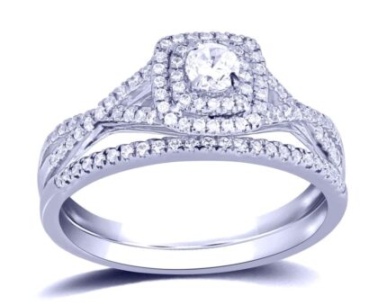 0.50ct Natural Diamond Bridal Set in 14K White Gold