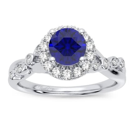 Sapphire & 0.20ct Diamond Ring in 14K White Gold