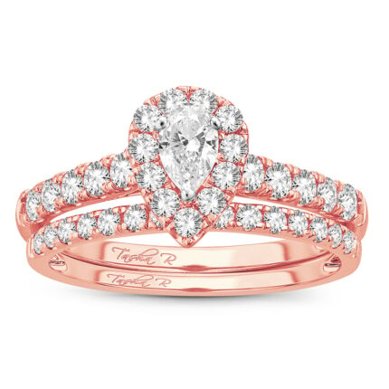 1ct Fancy Cut Diamond Bridal Set in 14K Rose Gold