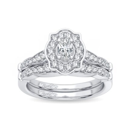 1.10ct Fancy Cut Diamond Bridal Set in 14K White Gold