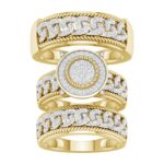 0.65ct Natural Diamond Trio Wedding Set in 10K Yellow Gold