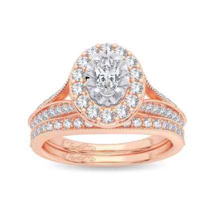 1ct Fancy Cut Diamond Bridal Set in 14K Rose Gold