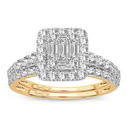 1ct Fancy Cut Diamond Bridal Set in 14K White Gold
