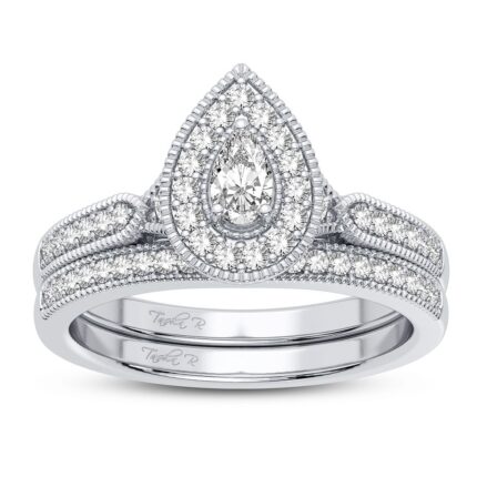 0.50ct Fancy Cut Diamond Bridal Set in 14K White Gold