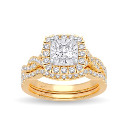 0.62ct Natural Diamond Bridal Set in 14K Yellow Gold