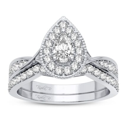 0.60ct Fancy Cut Diamond Bridal Set in 14K White Gold