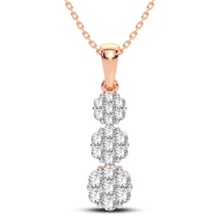 0.75ct Natural Diamond Flower Pendant in 14K Rose Gold