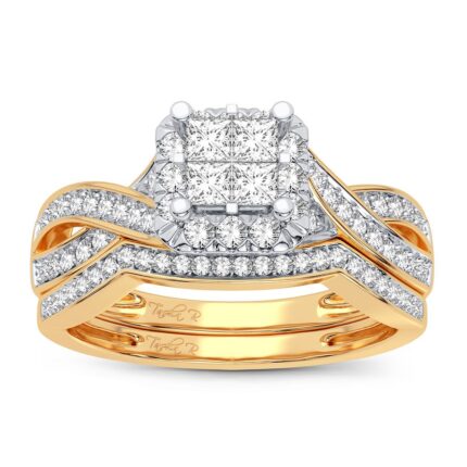 0.61ct Natural Diamond Bridal Set in 10K Yellow Gold