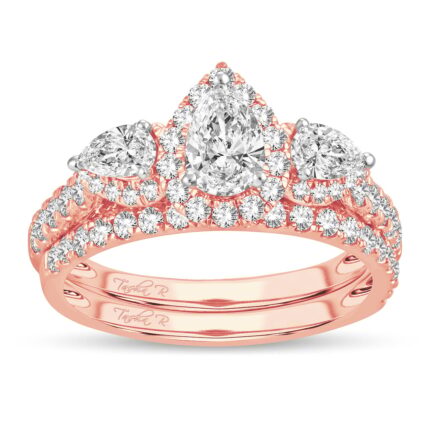 2ct Fancy Cut Diamond Bridal Set in 14K Rose Gold