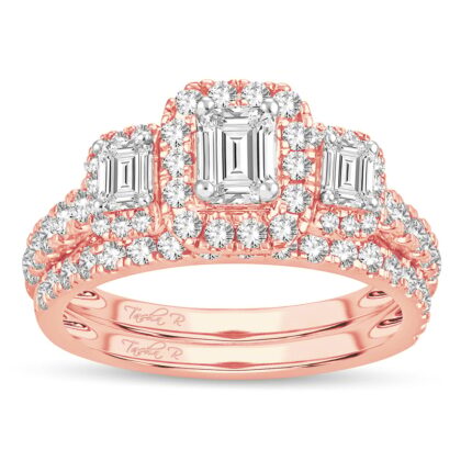 2ct Fancy Cut Diamond Bridal Set in 14K Rose Gold