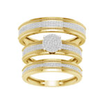 0.60ct Natural Diamond Trio Wedding Set in 10K Yellow Gold