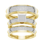 0.50ct Natural Diamond Trio Wedding Set in 10K Yellow Gold