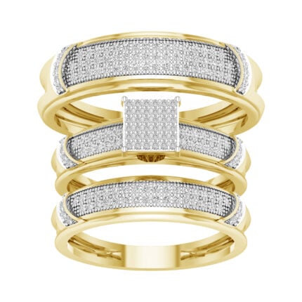 0.50ct Natural Diamond Trio Wedding Set in 10K Yellow Gold