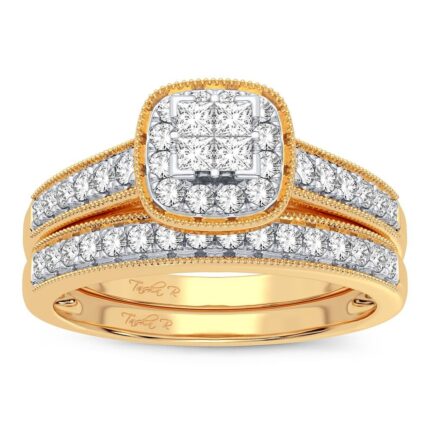 0.50ct Natural Diamond Bridal Set in 10K Yellow Gold