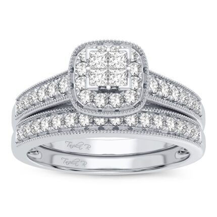 0.50ct Natural Diamond Bridal Set in 10K White Gold