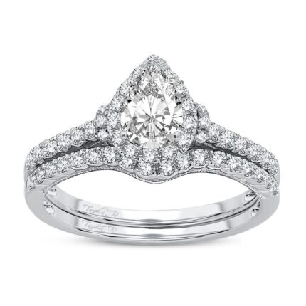 1ct Fancy Cut Diamond Bridal Set in 14K White Gold