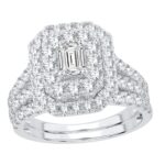 2ct SI Emerald Diamond Bridal Set in 14K White Gold