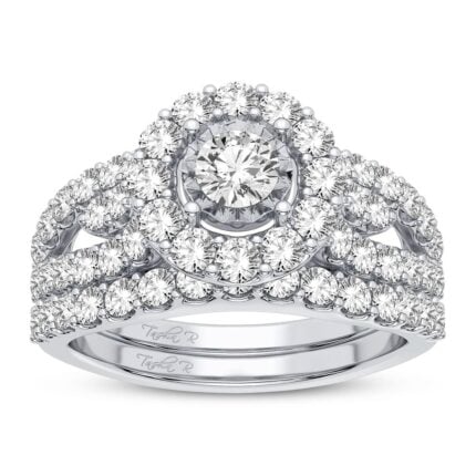 1.75ct Natural Diamond Bridal Set in 10K White Gold