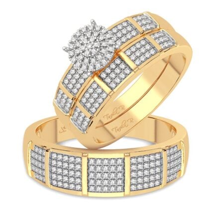0.50ct Natural Diamond Trio Wedding Set in 10K Yellow Gold