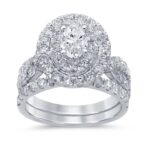 3ct SI Oval Diamond Bridal Set in 14K White Gold