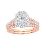 1.14ct Oval Diamond Bridal Set in 14K Rose Gold