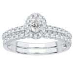 0.73ct Oval Diamond Bridal Set in 14K White Gold