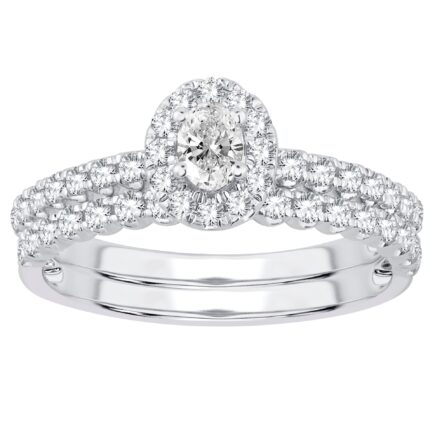 0.73ct Natural Diamond Bridal Set in 14K White Gold