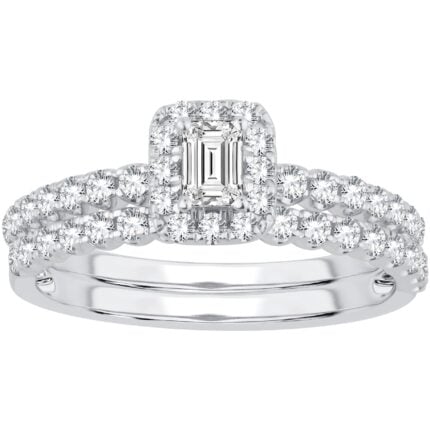 0.73ct Natural Diamond Bridal Set in 14K White Gold
