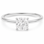 1.00 CT Cushion Lab Diamond Solitaire Engagement Ring, 14K White Gold