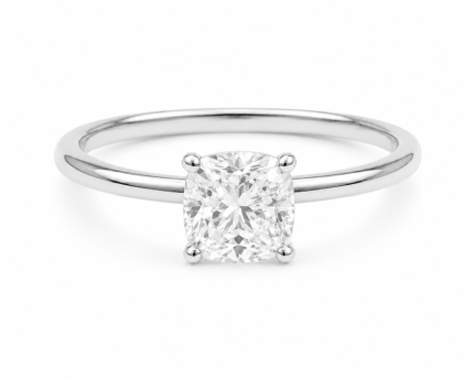 14K White Gold 1.00CT Cushion Cut Solitaire Ring