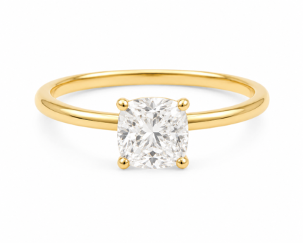 14K Yellow Gold 1.00CT Cushion Cut Solitaire Ring