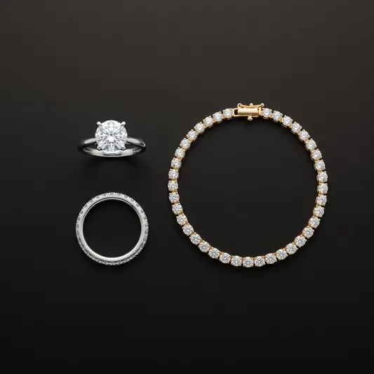 Jeweler's hands setting a diamond at a workbench showing real craftsmanship