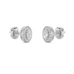 oval halo lab grown diamond studs in 14K White Gold