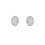 oval halo lab grown diamond studs in 14K White Gold
