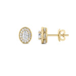 oval halo lab grown diamond studs in 14K Yellow Gold