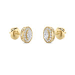 oval halo lab grown diamond studs in 14K Yellow Gold